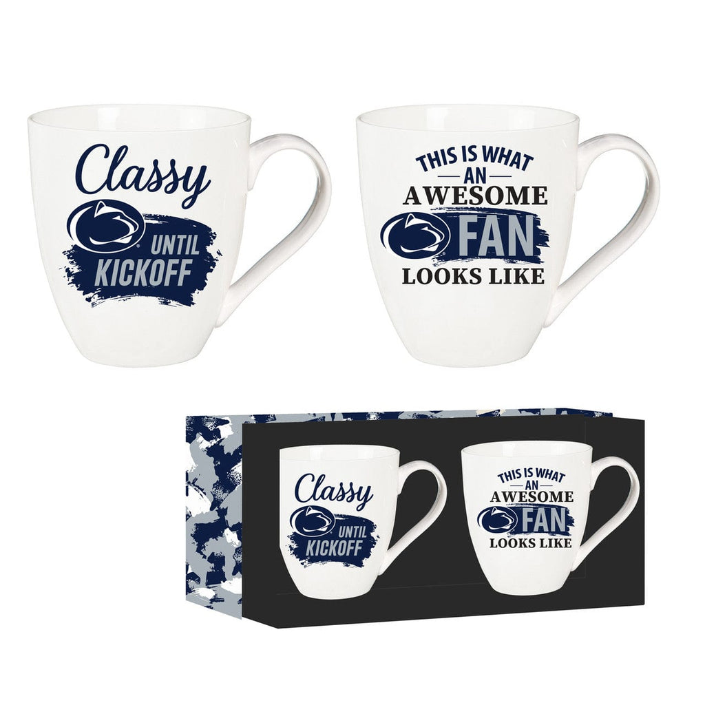 Boxed 17oz 2 Pack Penn State Nittany Lions Coffee Mug 17oz Ceramic 2 Piece Set with Gift Box 801946726623