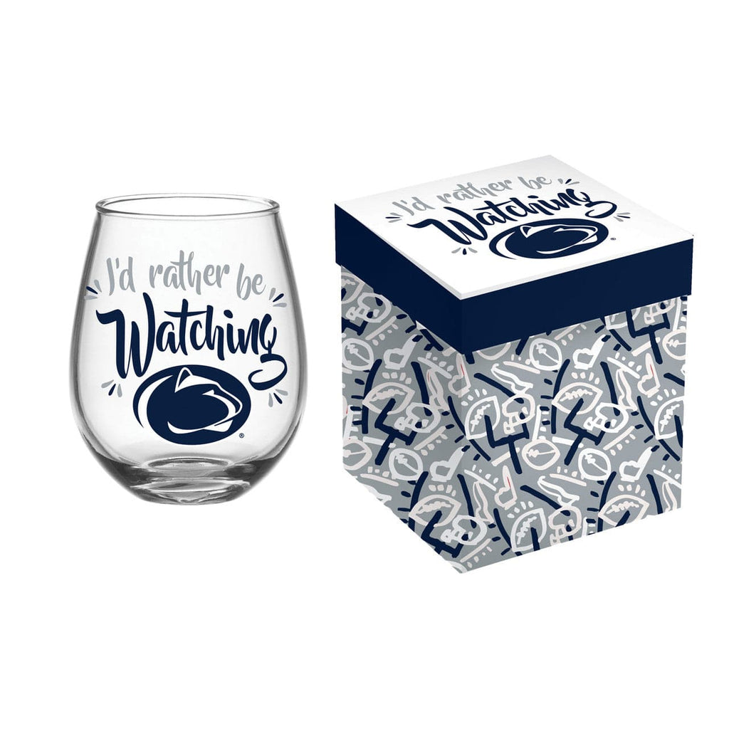 Boxed Stemless Wine Penn State Nittany Lions Glass 17oz Wine Stemless Boxed 801946828013