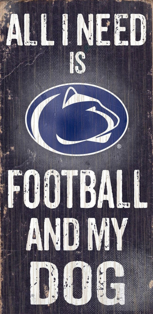 Sign 6x12 Football and Dog Penn State Nittany Lions Wood Sign - Football and Dog 6"x12" 878460039058