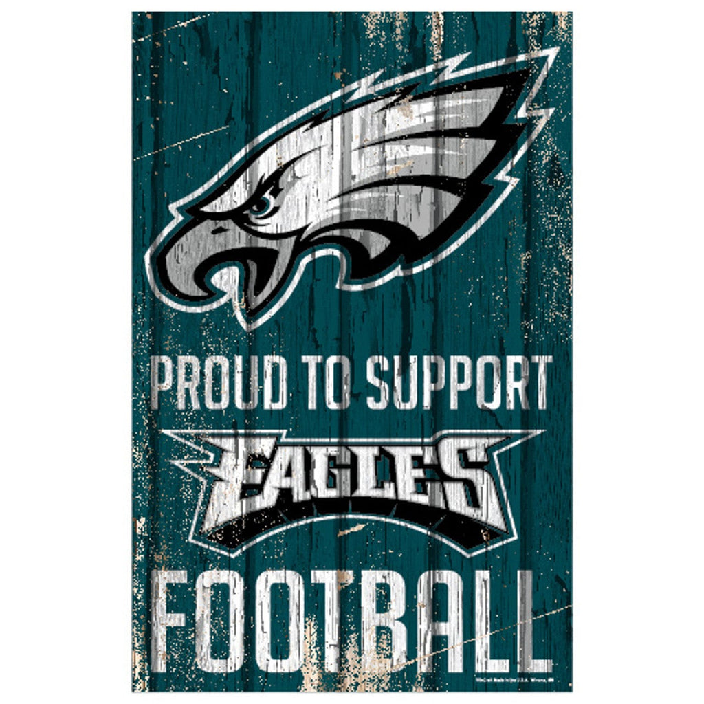 Sign 11x17 Proud To Support Philadelphia Eagles Sign 11x17 Wood Proud to Support Design 032085881120