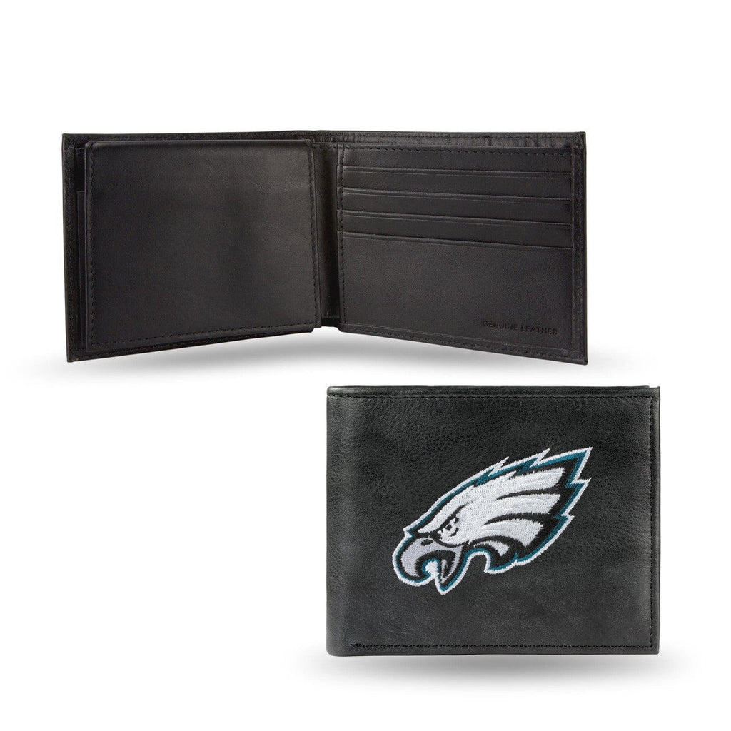 Wallet Leather Billfold Philadelphia Eagles Wallet Billfold Leather Embroidered Black 024994145219