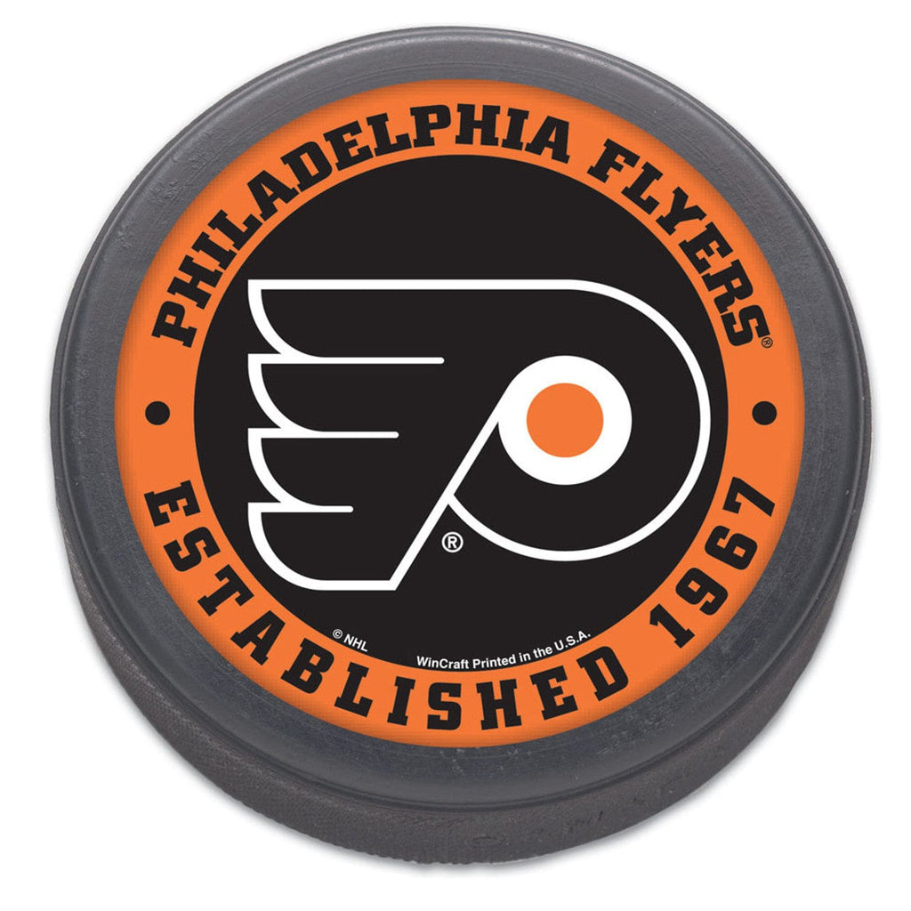 Balls Hockey Puck Philadelphia Flyers Hockey Puck Packaged Est 1967 Design 032085169556