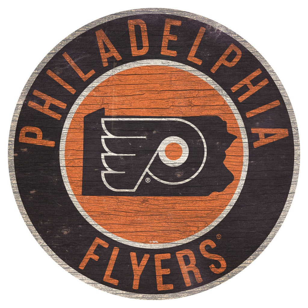 Philadelphia Flyers Philadelphia Flyers Sign Wood 12 Inch Round State Design 878460371172