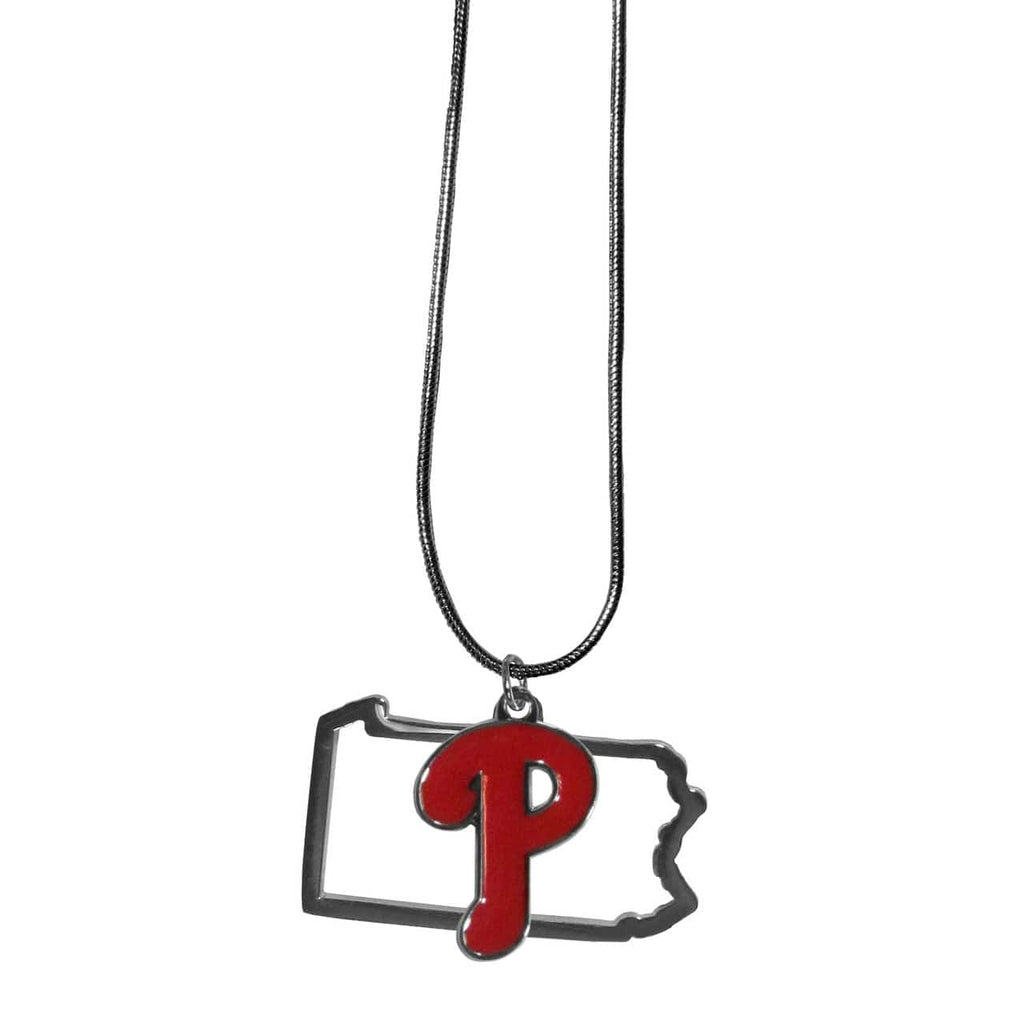 Philadelphia Phillies Philadelphia Phillies Necklace Chain with State Shape Charm CO 754603676253