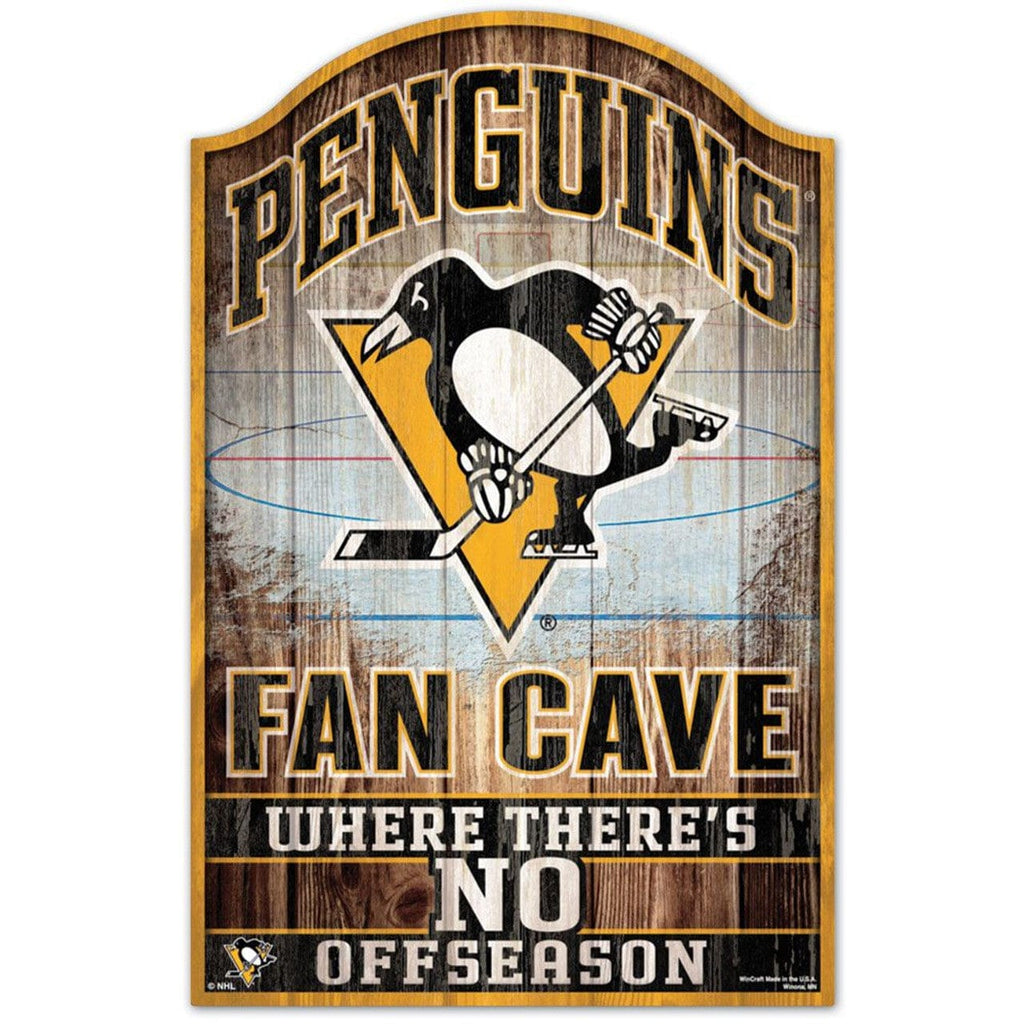 Sign 11x17 Fan Cave Pittsburgh Penguins Sign 11x17 Wood Fan Cave Design 032085207555