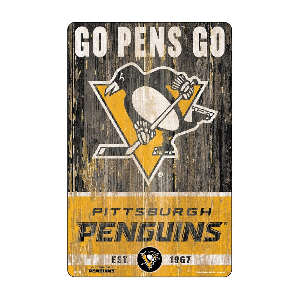 Sign 11x17 Slogan Pittsburgh Penguins Sign 11x17 Wood Slogan Design 032085224811