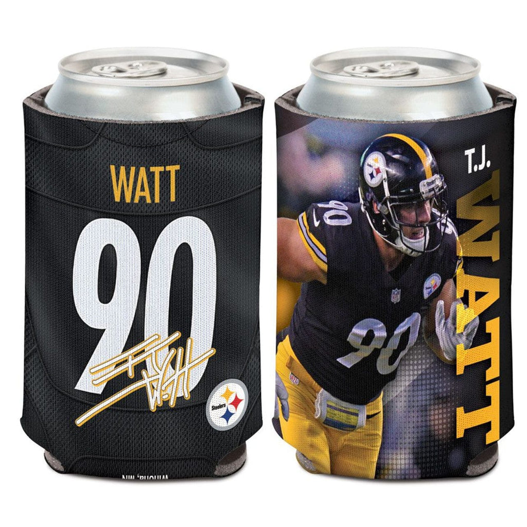 Can Holder Player Pittsburgh Steelers Can Cooler TJ Watt Design 032085693570