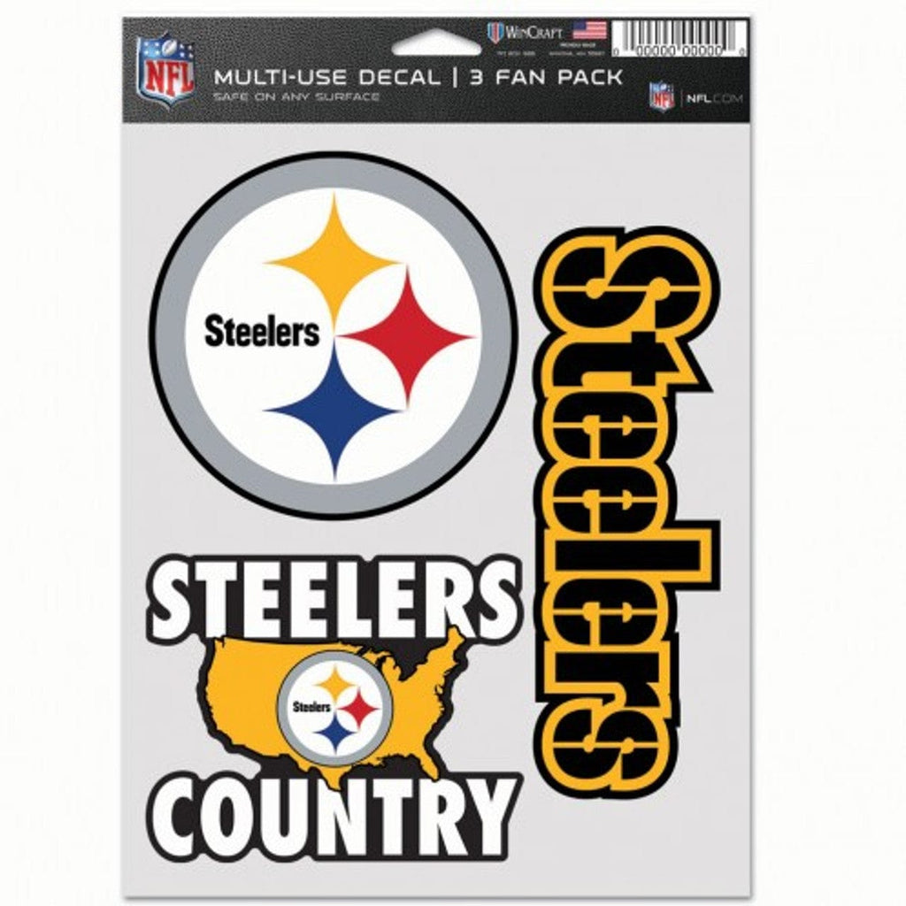 Fan Pack Decals Pittsburgh Steelers Decal Multi Use Fan 3 Pack 194166077614