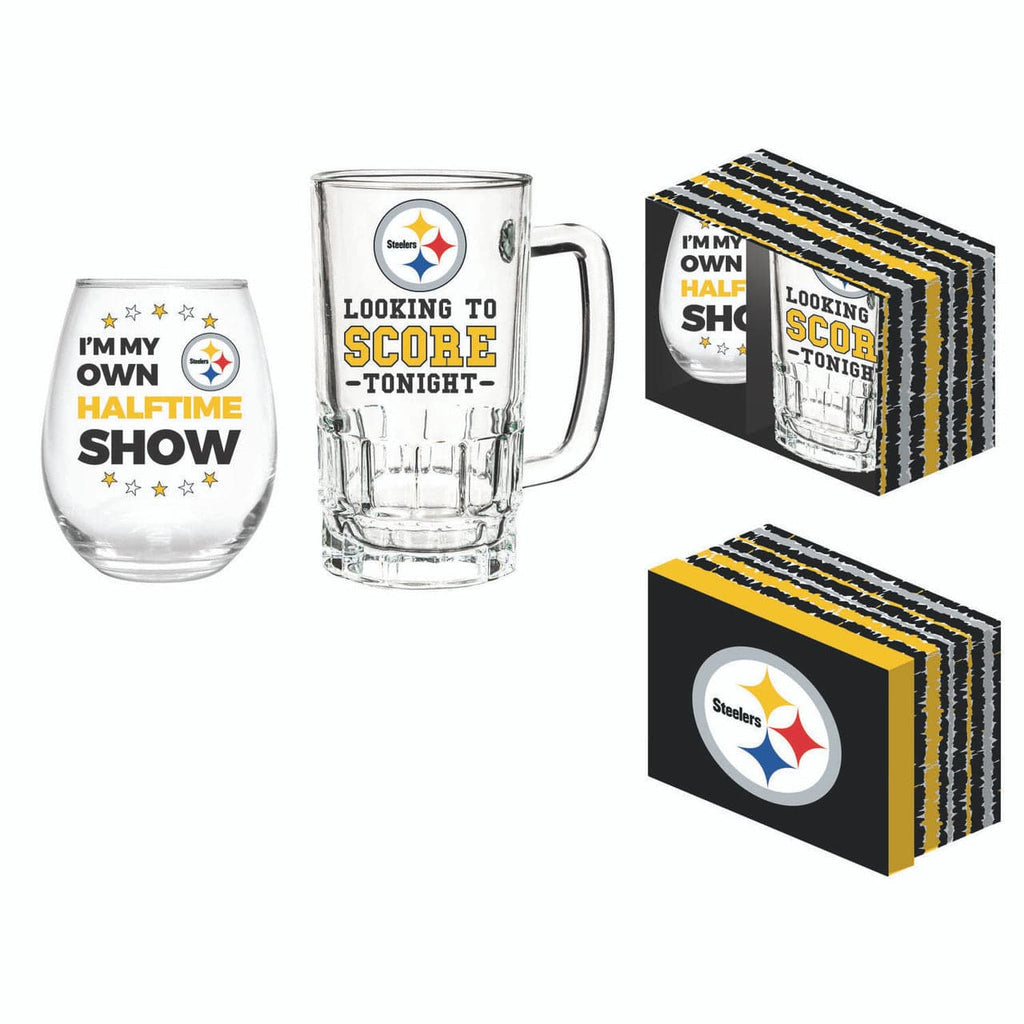 Boxed Stemless Wine & Tankard Pittsburgh Steelers Drink Set Boxed 17oz Stemless Wine and 16oz Tankard 801946522331