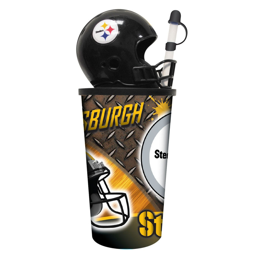 Helmet Cups Pittsburgh Steelers Helmet Cup 32oz Plastic with Straw 194688082479