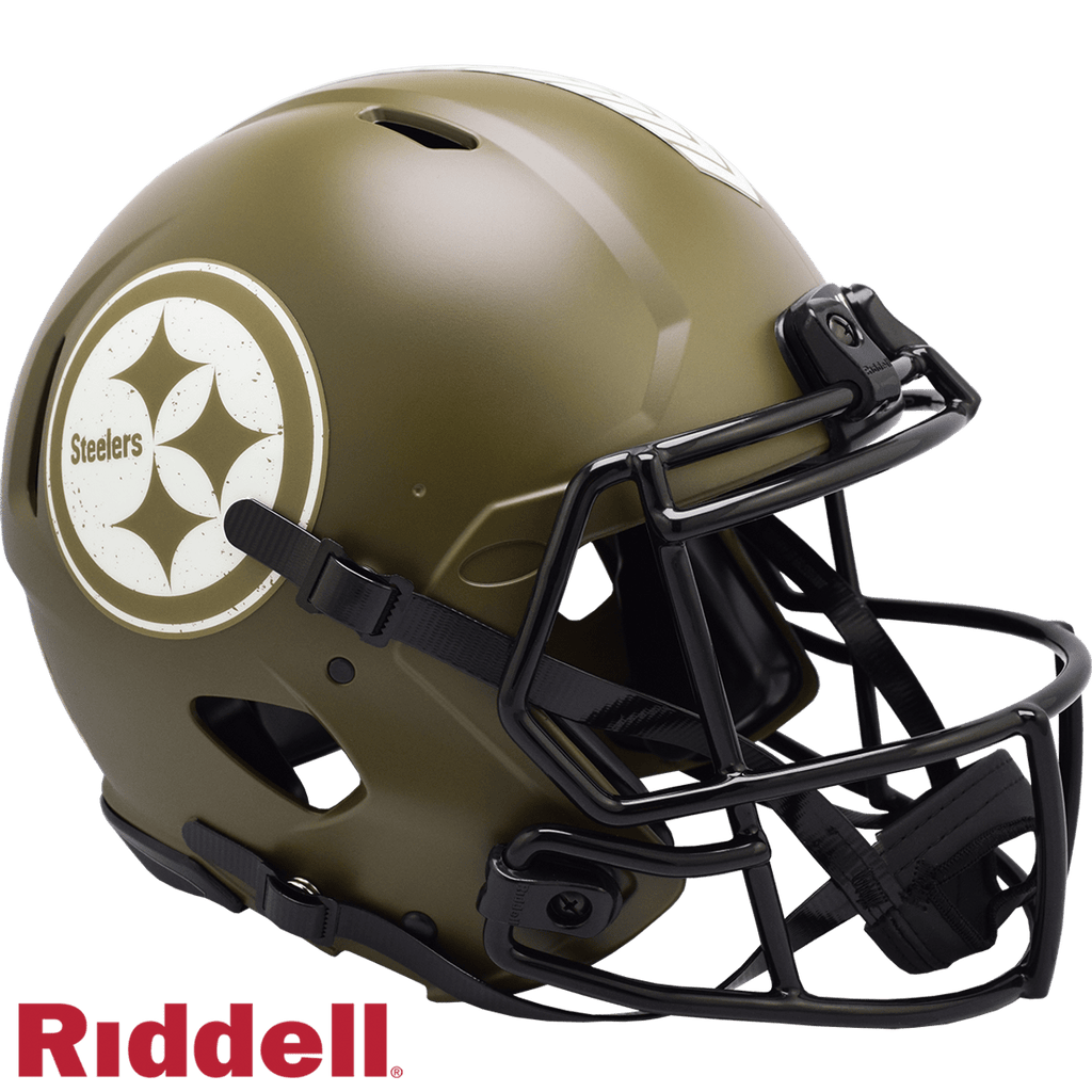 Salute to Service Helmets Pittsburgh Steelers Helmet Riddell Authentic Full Size Speed Style Salute To Service 095855632551