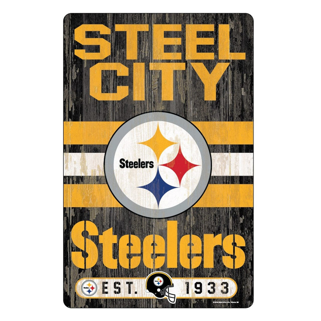 Sign 11x17 Slogan Pittsburgh Steelers Sign 11x17 Wood Slogan Design 032085619778