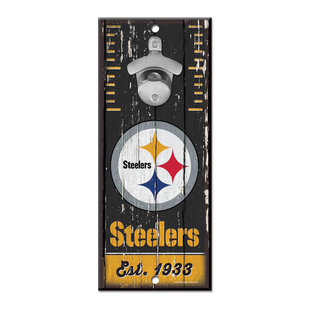 Sign 5x11 Bottle Opener Pittsburgh Steelers Sign Wood 5x11 Bottle Opener 032085592255