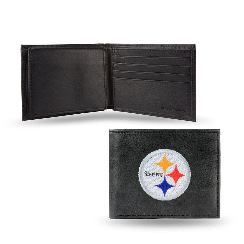 Wallet Leather Billfold Pittsburgh Steelers Wallet Billfold Leather Embroidered Black 024994145233