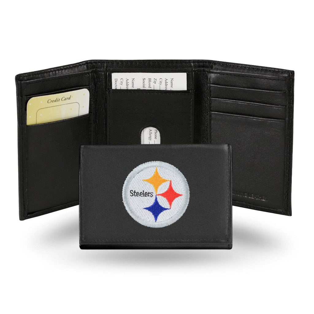 Wallet Leather Trifold Pittsburgh Steelers Wallet Trifold Leather Embroidered 024994245230