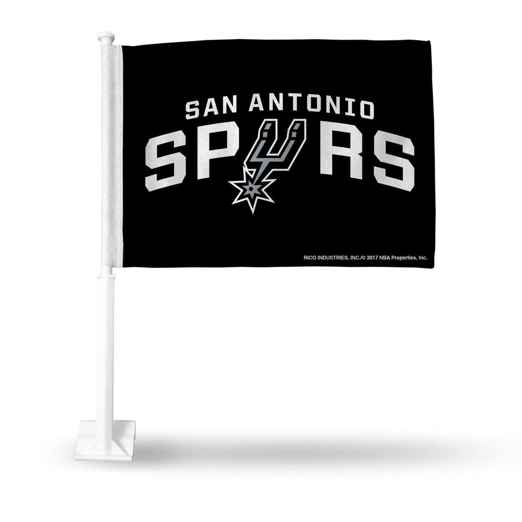 Car Flags San Antonio Spurs Flag Car Style Black with White Pole - Special Order 767345427304