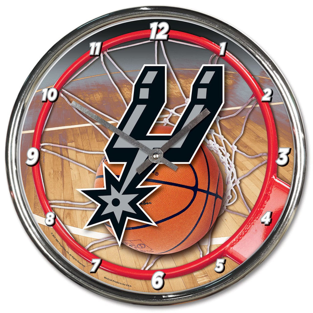 Clock Round Chrome Wall San Antonio Spurs Round Chrome Wall Clock 010943278046