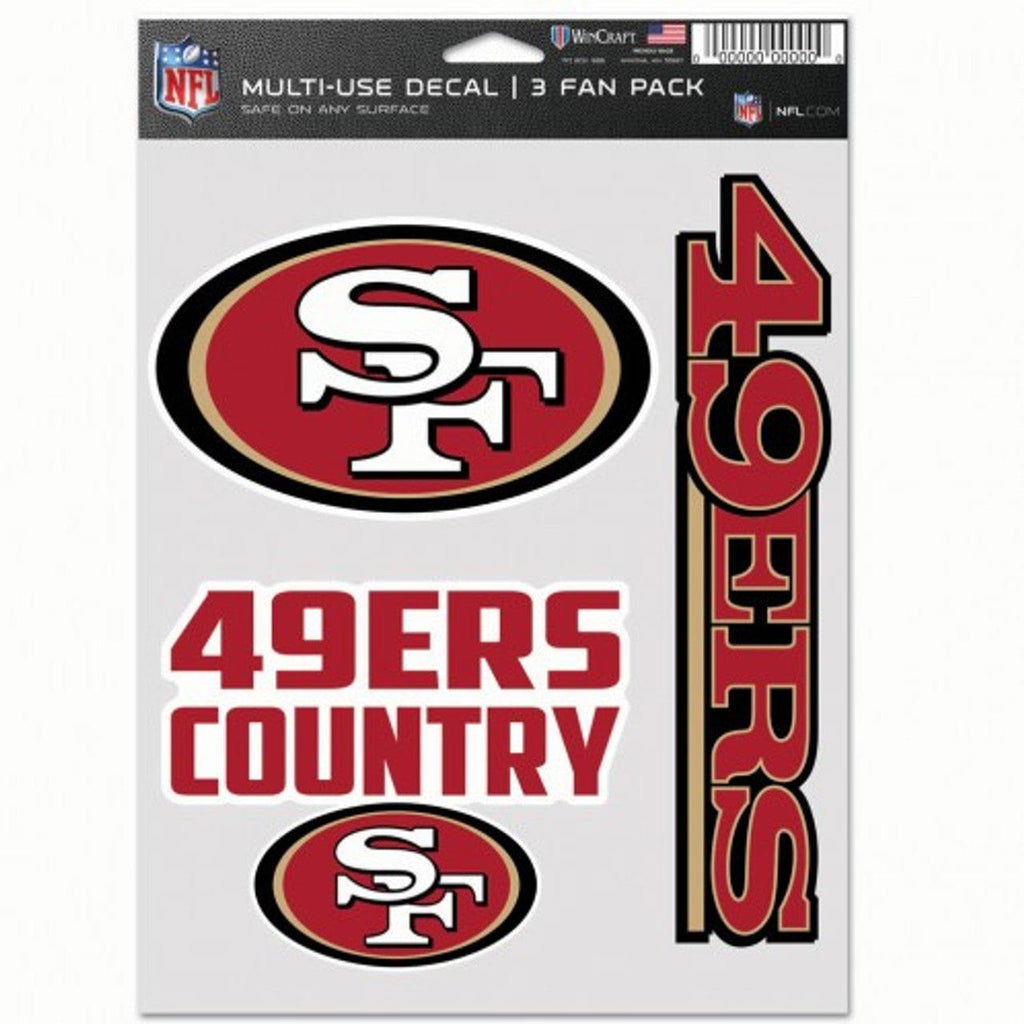 Fan Pack Decals San Francisco 49ers Decal Multi Use Fan 3 Pack 194166077676