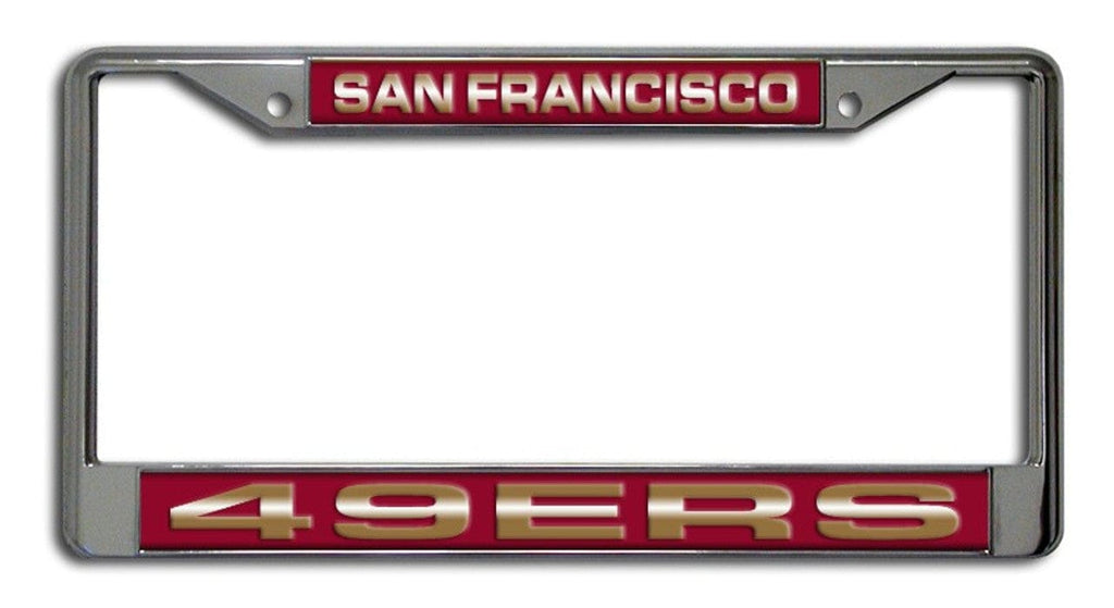 License Frame Chrome San Francisco 49ers License Plate Frame Laser Cut Chrome 094746402617