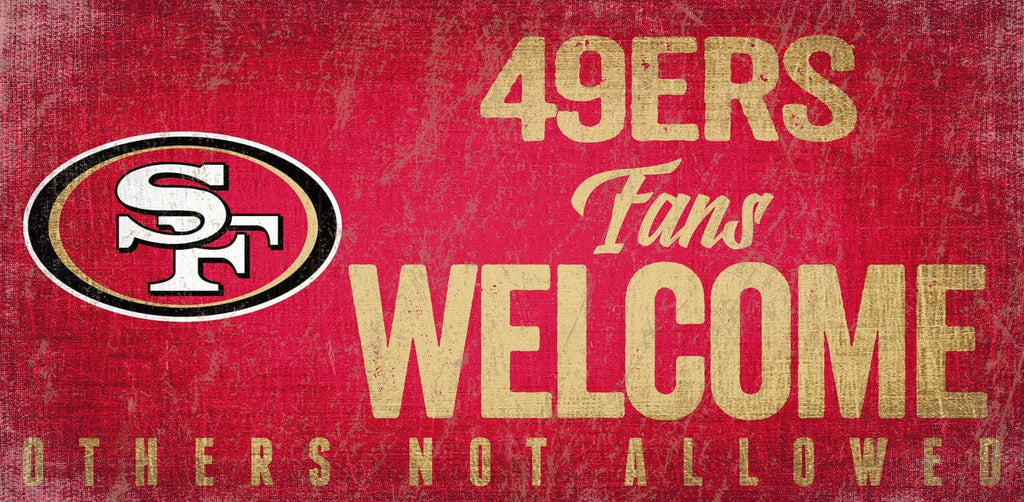 Sign 12x6 Fans Welcome San Francisco 49ers Wood Sign Fans Welcome 12x6 878460152788