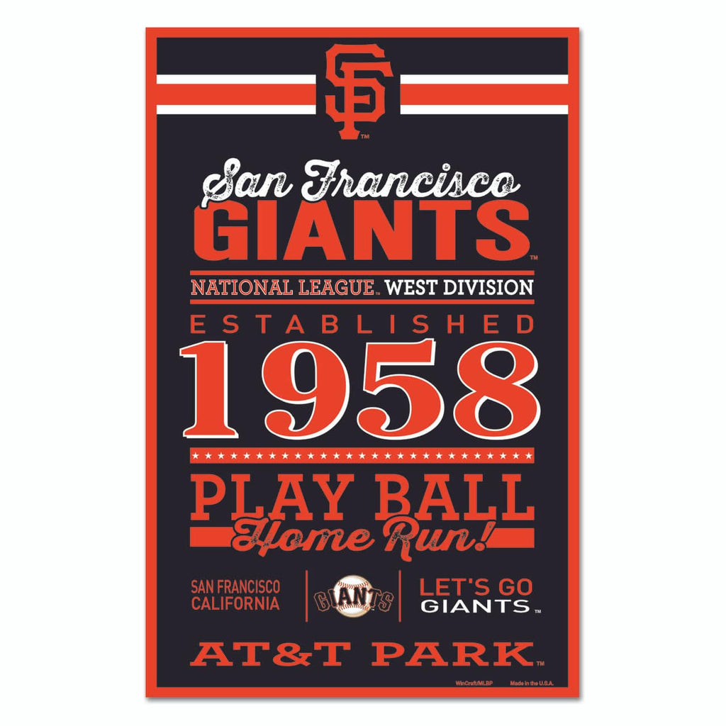 Sign 11x17 Established Home San Francisco Giants Sign 11x17 Wood Established Design 032085622778