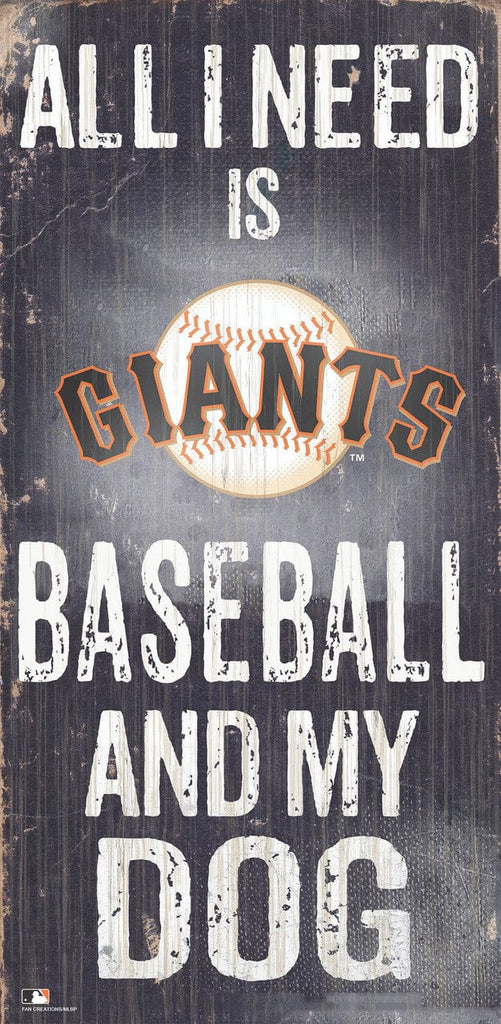 San Francisco Giants San Francisco Giants Sign Wood 6x12 Baseball and Dog Design 878460241963
