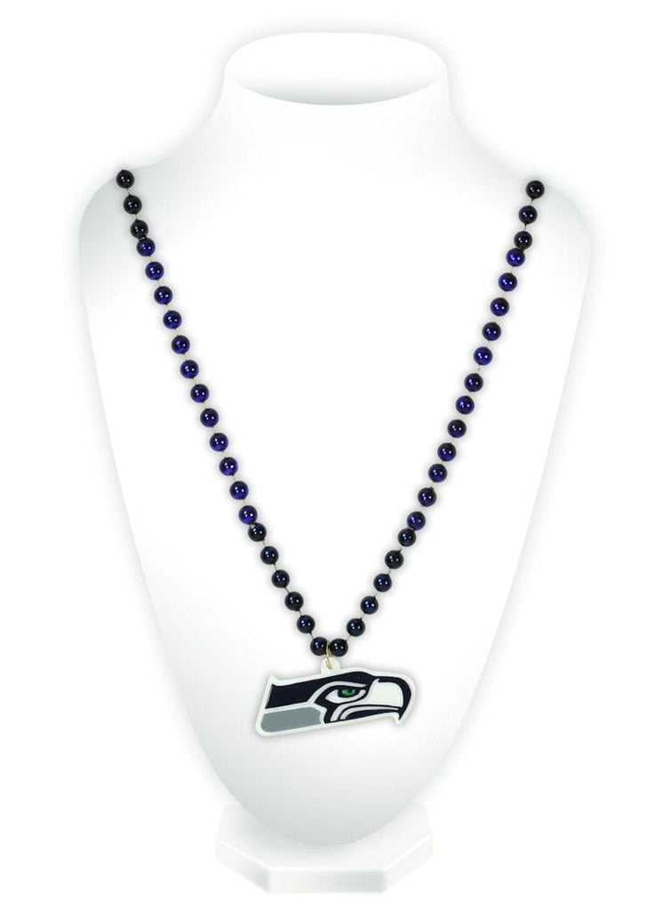 Jewelry Neck Beads Mdln Mardi G Seattle Seahawks Beads with Medallion Mardi Gras Style 094746544034
