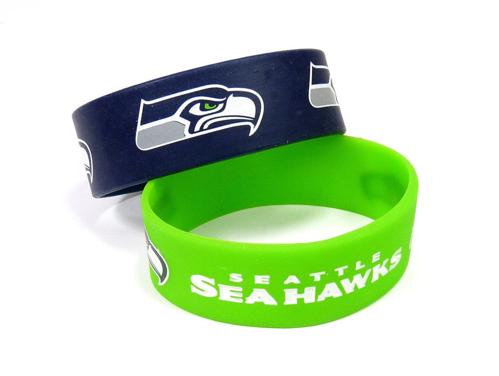 Jewelry Bracelets 2 Packs Seattle Seahawks Bracelets 2 Pack Wide 763264233675