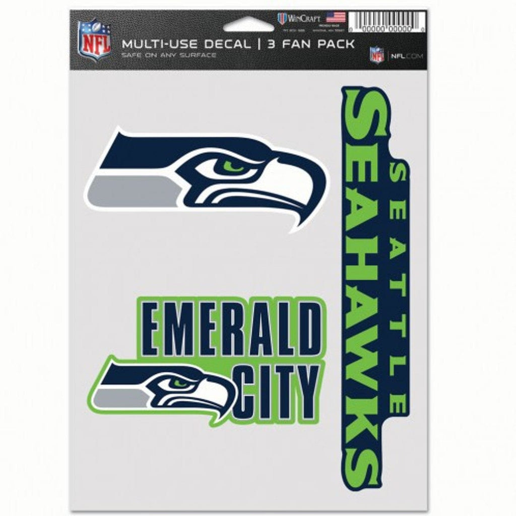 Fan Pack Decals Seattle Seahawks Decal Multi Use Fan 3 Pack 194166077638