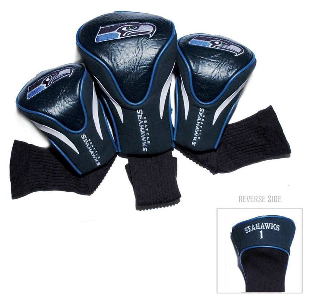 Golf Headcover 3 Piece Contour Seattle Seahawks Golf Club 3 Piece Contour Headcover Set 637556328946