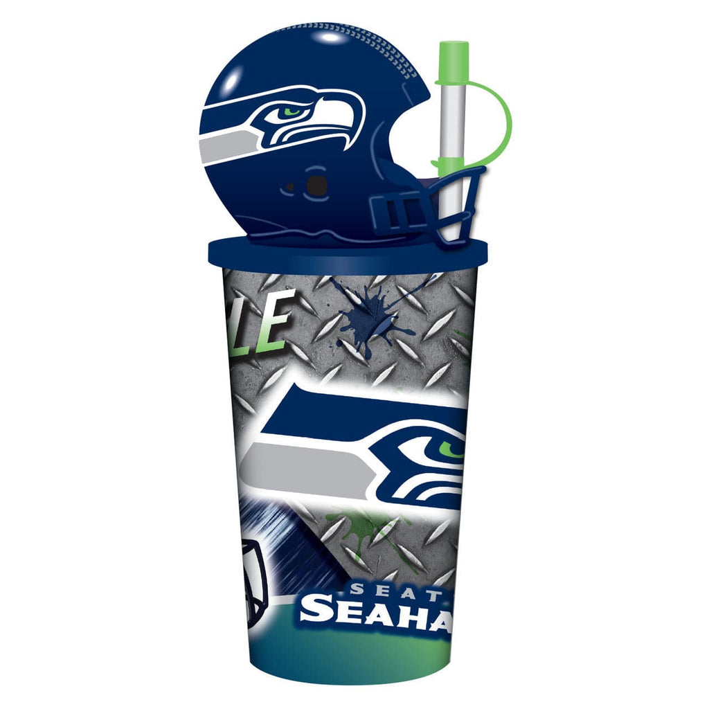 Helmet Cups Seattle Seahawks Helmet Cup 32oz Plastic with Straw 194688082486