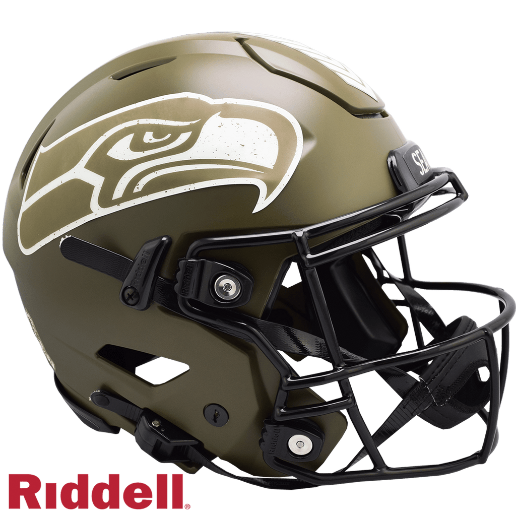 Salute to Service Helmets Seattle Seahawks Helmet Riddell Authentic Full Size SpeedFlex Style Salute To Service 095855631882