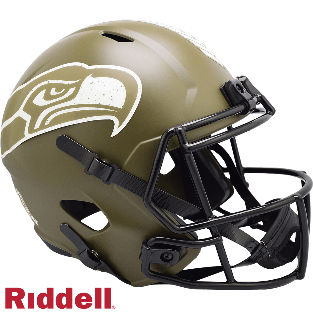Salute to Service Helmets Seattle Seahawks Helmet Riddell Replica Full Size Speed Style Salute To Service 095855632889
