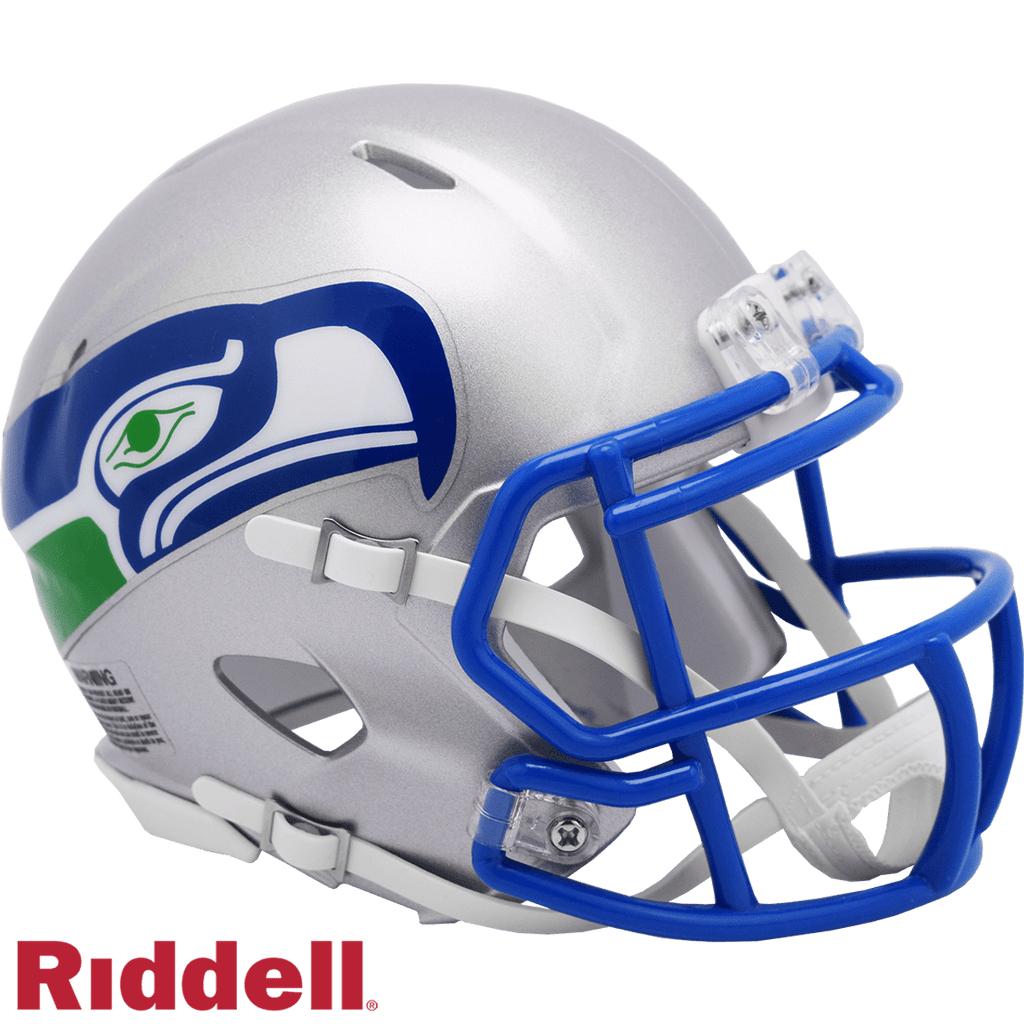 Throwback Speed Helmets Seattle Seahawks Helmet Riddell Replica Mini Speed Style 1983-2001 T/B 095855636276