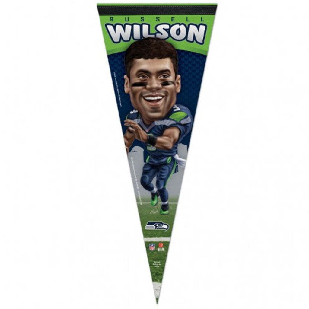 Pennant 12x30 Premium Seattle Seahawks Pennant 12x30 Premium Style Russell Wilson Caricature Design - Special Order 032085154194