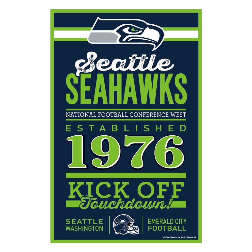 Sign 11x17 Established Home Seattle Seahawks Sign 11x17 Wood Established Design 032085619075