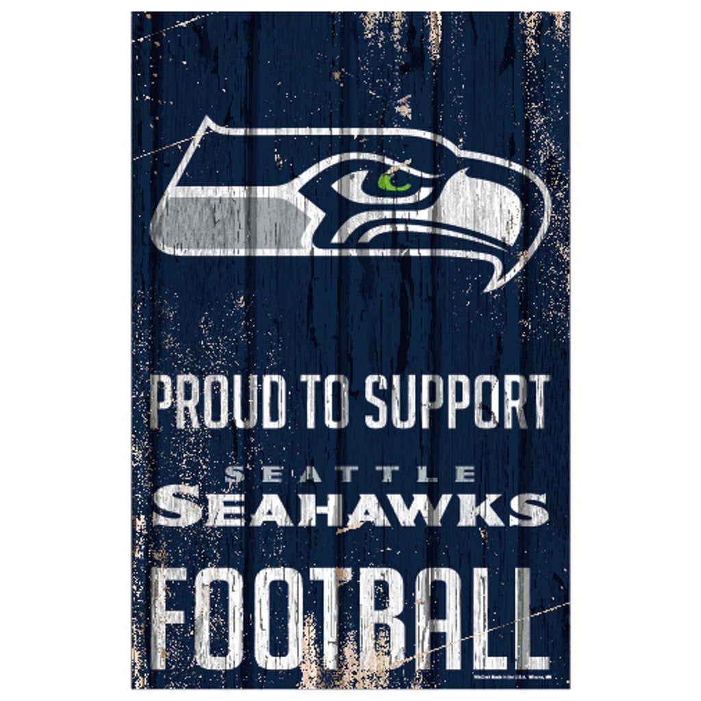 Sign 11x17 Proud To Support Seattle Seahawks Sign 11x17 Wood Proud to Support Design 032085881359