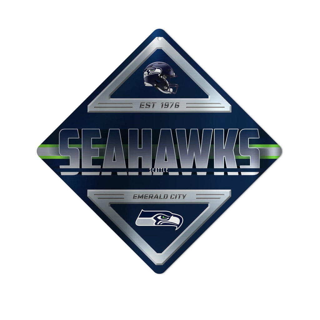 Sign 12x12 Metal Seattle Seahawks Sign Metal Diamond Shape 611407462492