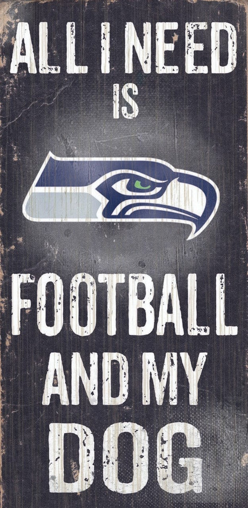 Sign 6x12 Football and Dog Seattle Seahawks Wood Sign - Football and Dog 6"x12" 878460038792