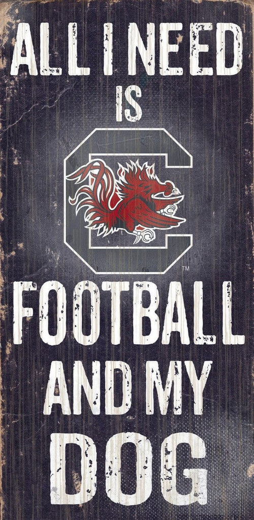 Sign 6x12 Football and Dog South Carolina Gamecocks Wood Sign - Football and Dog 6"x12" - Special Order 878460039065