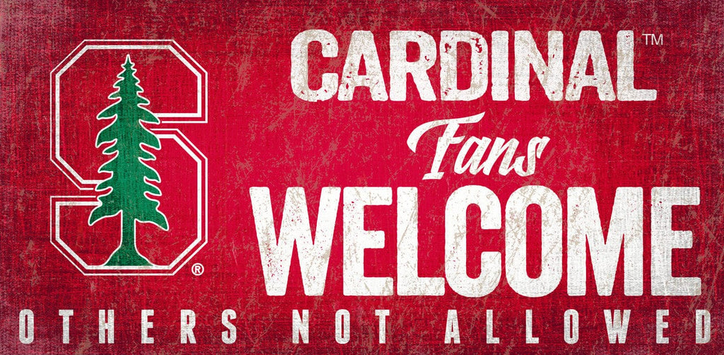 Sign 12x6 Fans Welcome Stanford Cardinal Wood Sign Fans Welcome 12x6 - Special Order 878460145704