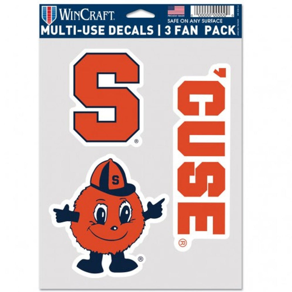Fan Pack Decals Syracuse Orange Decal Multi Use Fan 3 Pack Special Order 194166078376