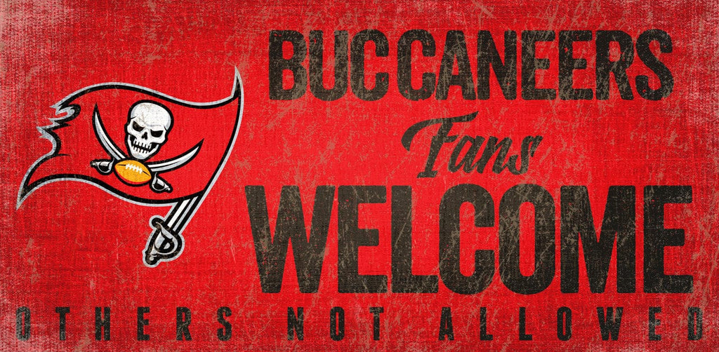 Sign 12x6 Fans Welcome Tampa Bay Buccaneers Wood Sign Fans Welcome 12x6 878460152801