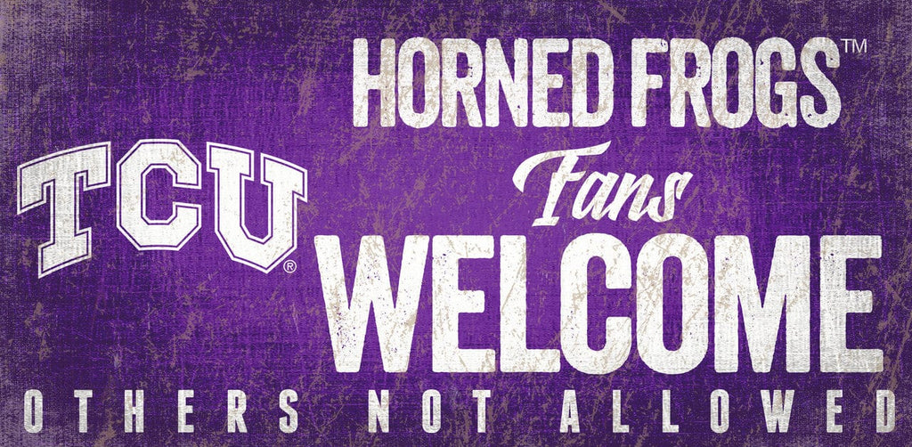 Sign 12x6 Fans Welcome TCU Horned Frogs Sign Wood 12x6 Fans Welcome Design - Special Order 878460145728