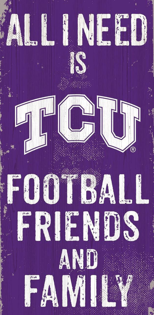 Sign 6x12 Friends and Family TCU Horned Frogs Sign Wood 6x12 Football Friends and Family Design Color - Special Order 878460174575