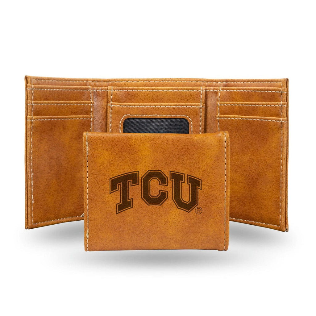 Wallets TCU Horned Frogs Wallet Trifold Laser Engraved 767345406828