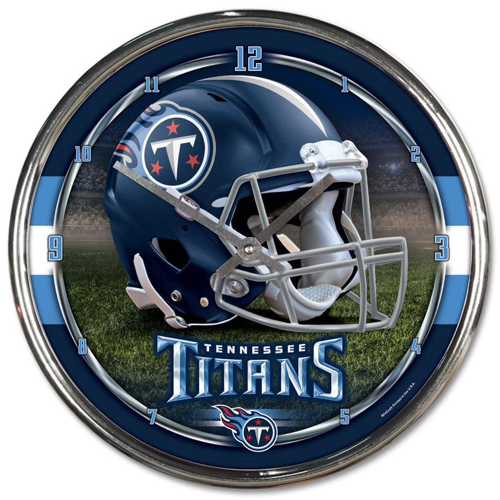 Clock Round Chrome Wall Tennessee Titans Clock Round Wall Style Chrome 010943279081