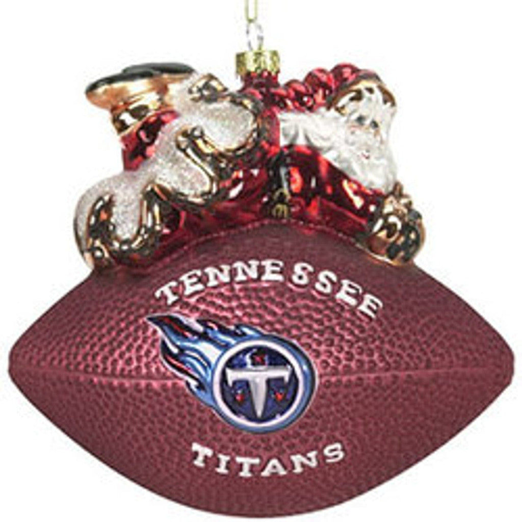 Tennessee Titans Tennessee Titans Ornament 5 1/2 Inch Peggy Abrams Glass Football CO 801946188971