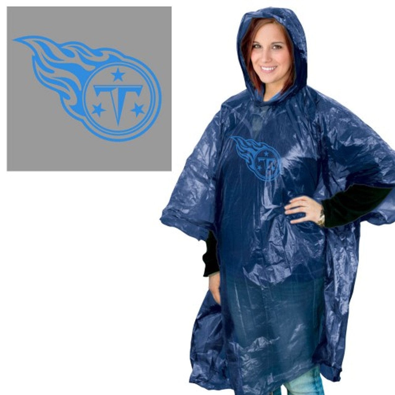 NEW Licensed Tennessee Titans Deluxe Adult Rain Poncho