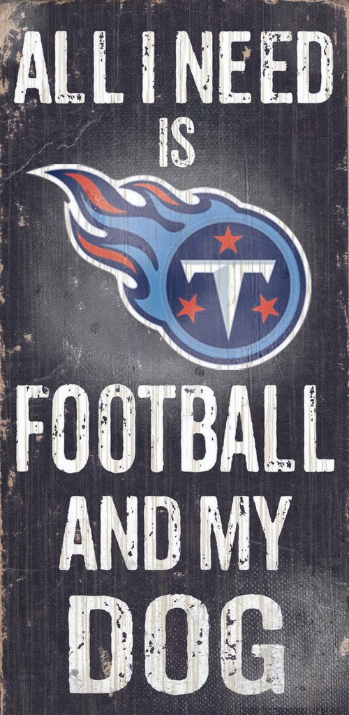 Sign 6x12 Football and Dog Tennessee Titans Wood Sign - Football and Dog 6"x12" 878460038839